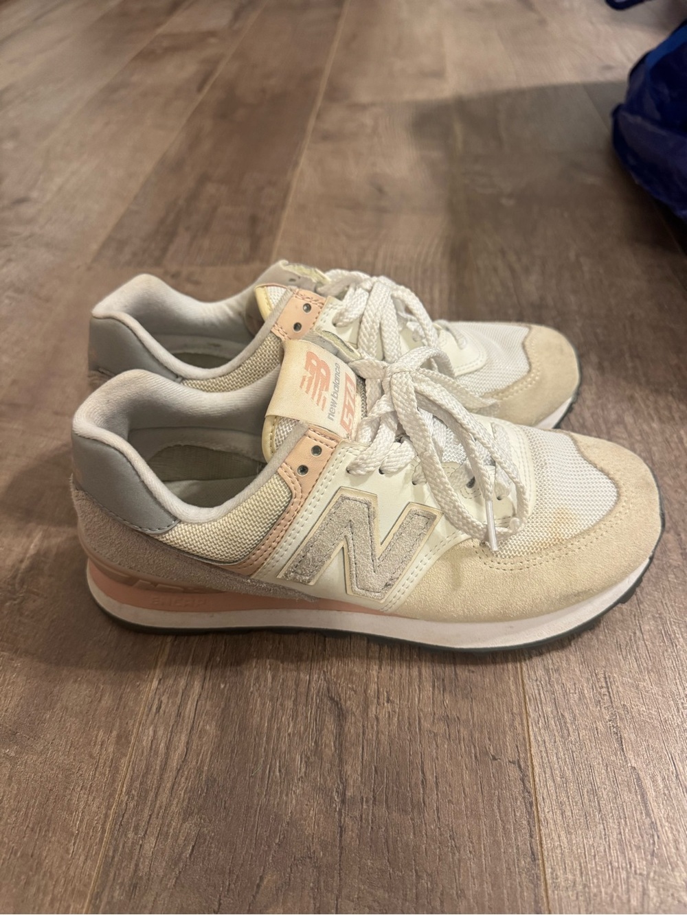 New Balance sneakers in Cream and Blush accents